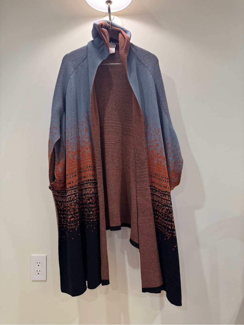 Merona Blue, Rust & Black Open Knit Duster Cardigan